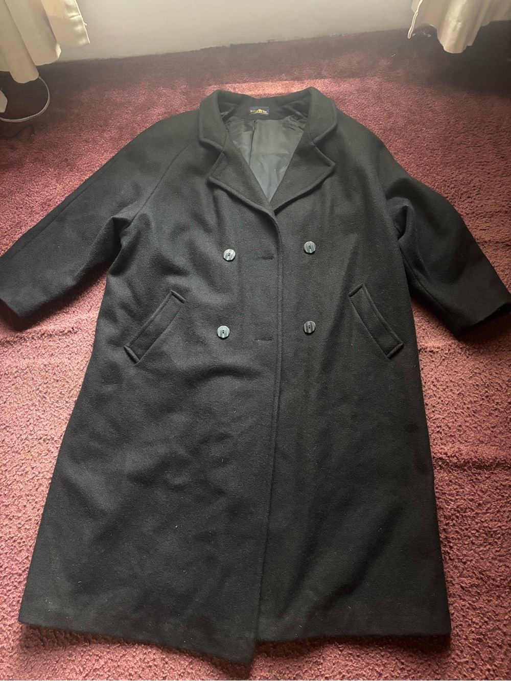 Hunter Black Double-Breasted Wool Pea Coat